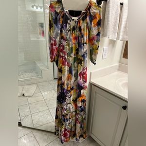 Anthropologie Meadow Rue Maxi Dress with black sash belt Size 0